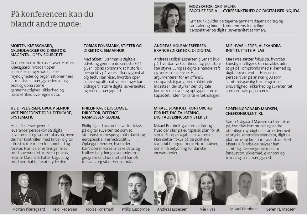Indlægsholderne på konferencen Digital Suverænitet